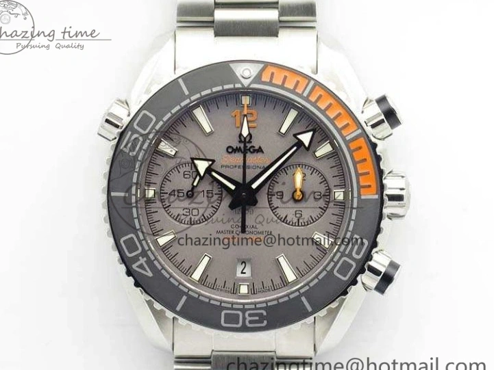0227 Planet Ocean Master Chrono SS OM 1:1 Best Edition Gray Dial On SS Bracelet A9900 V Efficient 8116